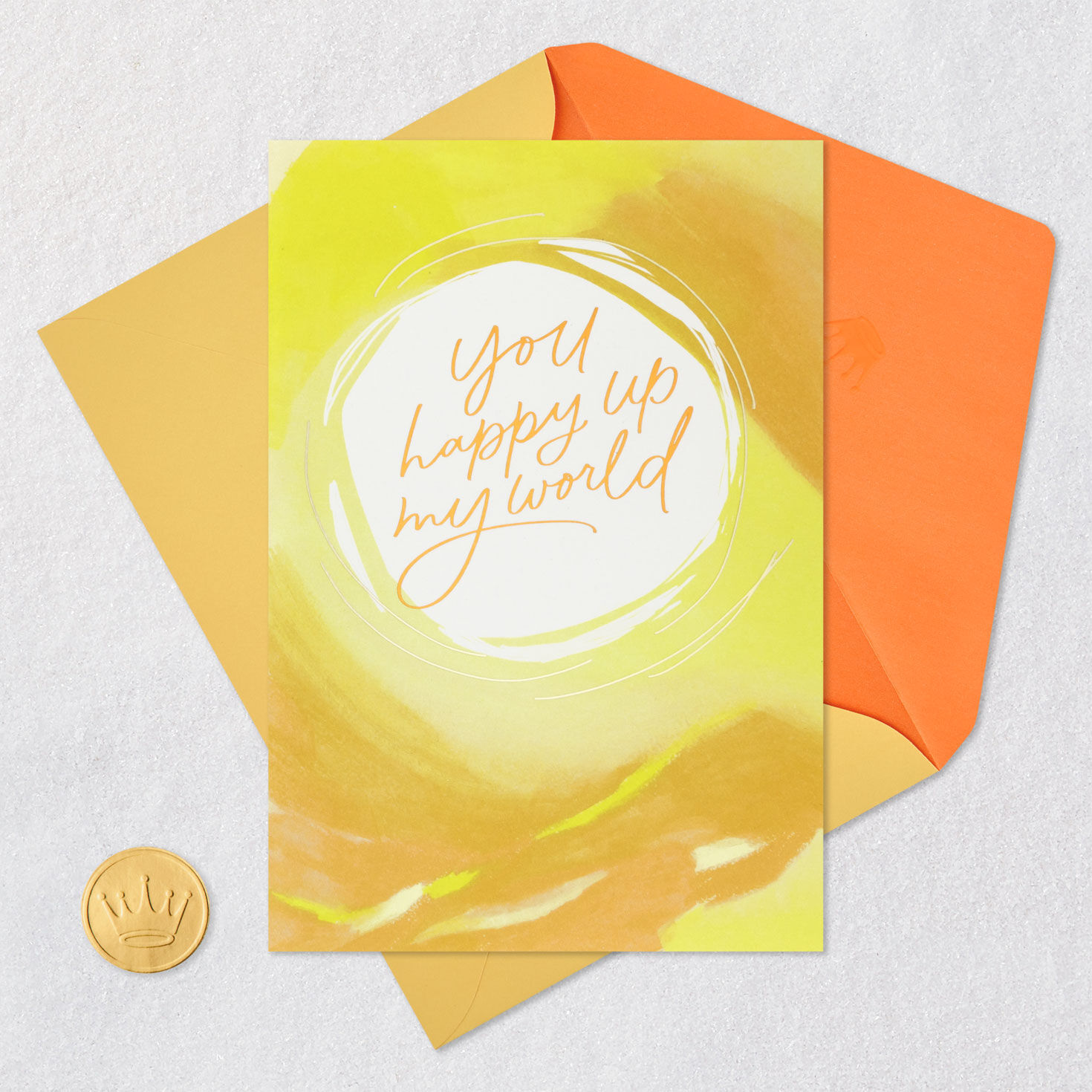 Sunny Yellow Abstract Birthday Card Card Front with Envelope and Gold Seal image number 5