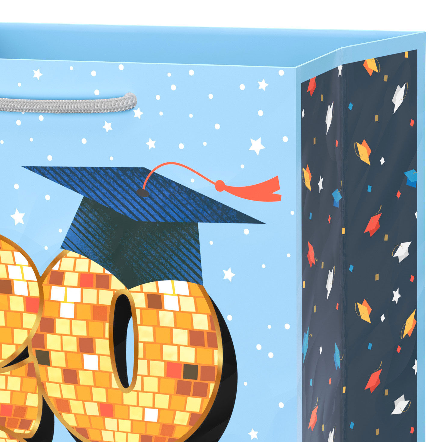 Gold Disco-Ball 2026 With Grad Cap Gift Bag Handle Detail image number 4