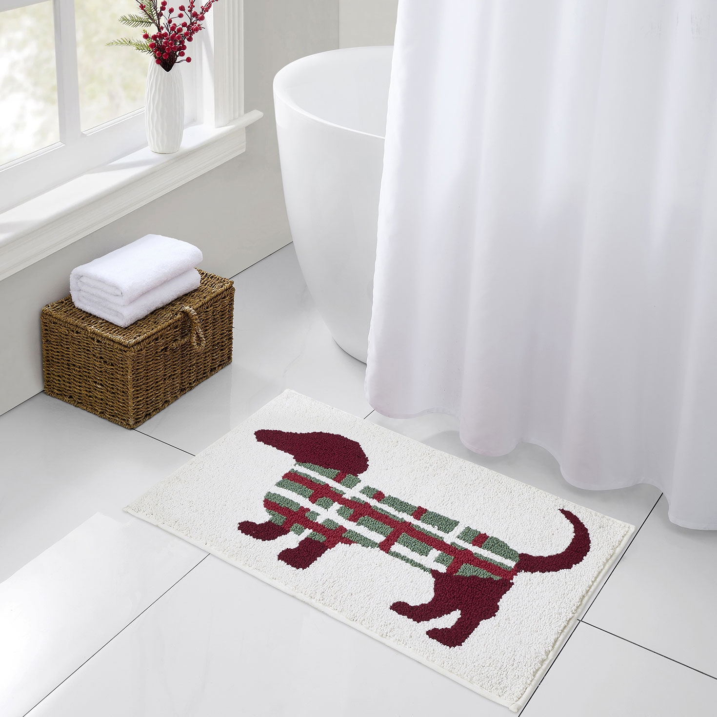 Hallmark Holiday Dog Bath Rug - 20x30 in use image number 5