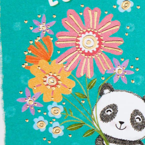 3.25" Mini Panda Bear With Flowers Good Luck Card, , large image number 5