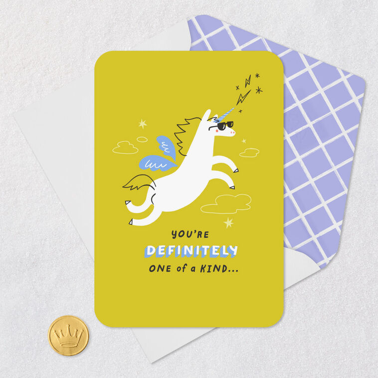 Unicorn in Sunglasses Kids Card Card Front with Envelope and Gold Seal image number 5