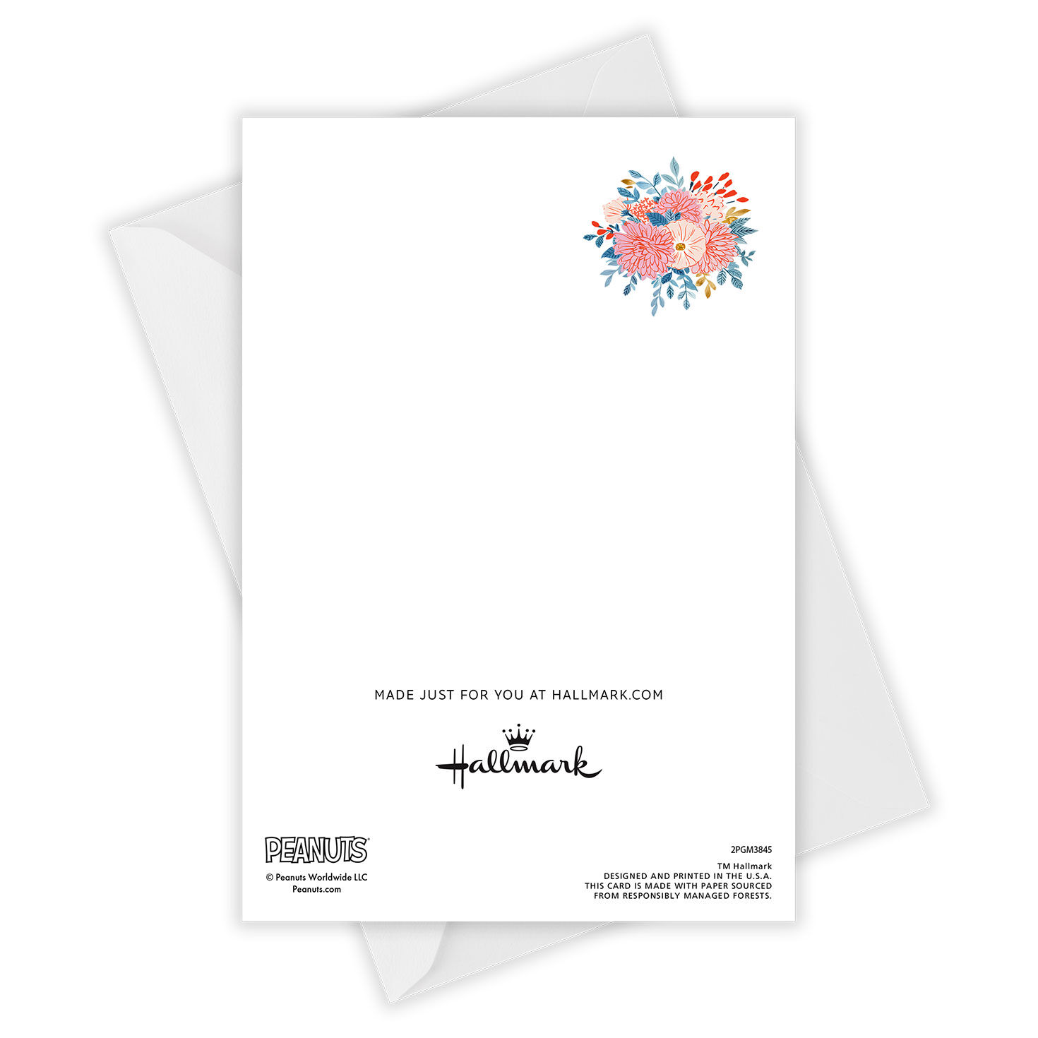 Snoopy With Flowers Personalized Mother's Day Card Card Back with Envelope image number 4