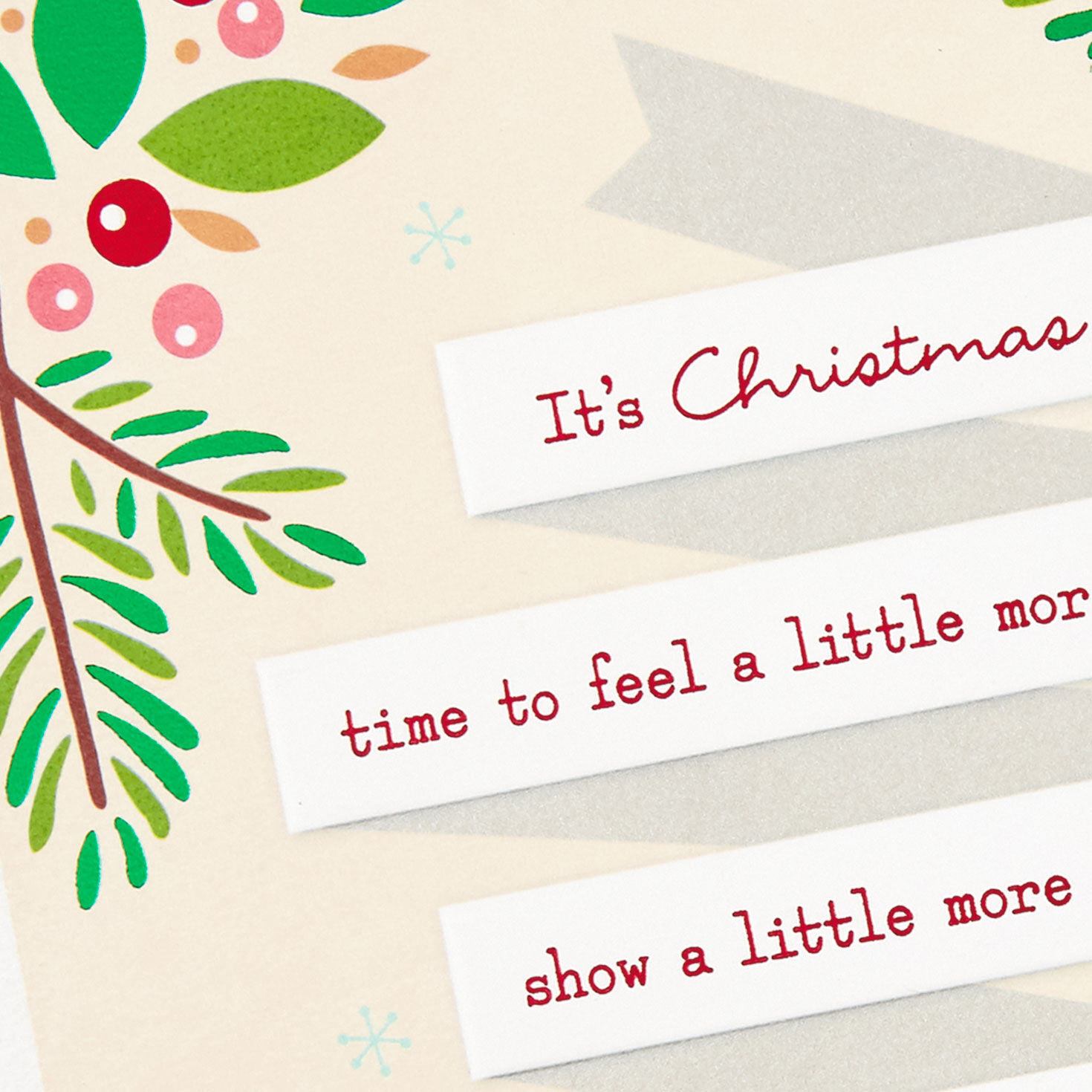 Botanical Berries Joy and Kindness Christmas Card Card Cover Detail image number 4