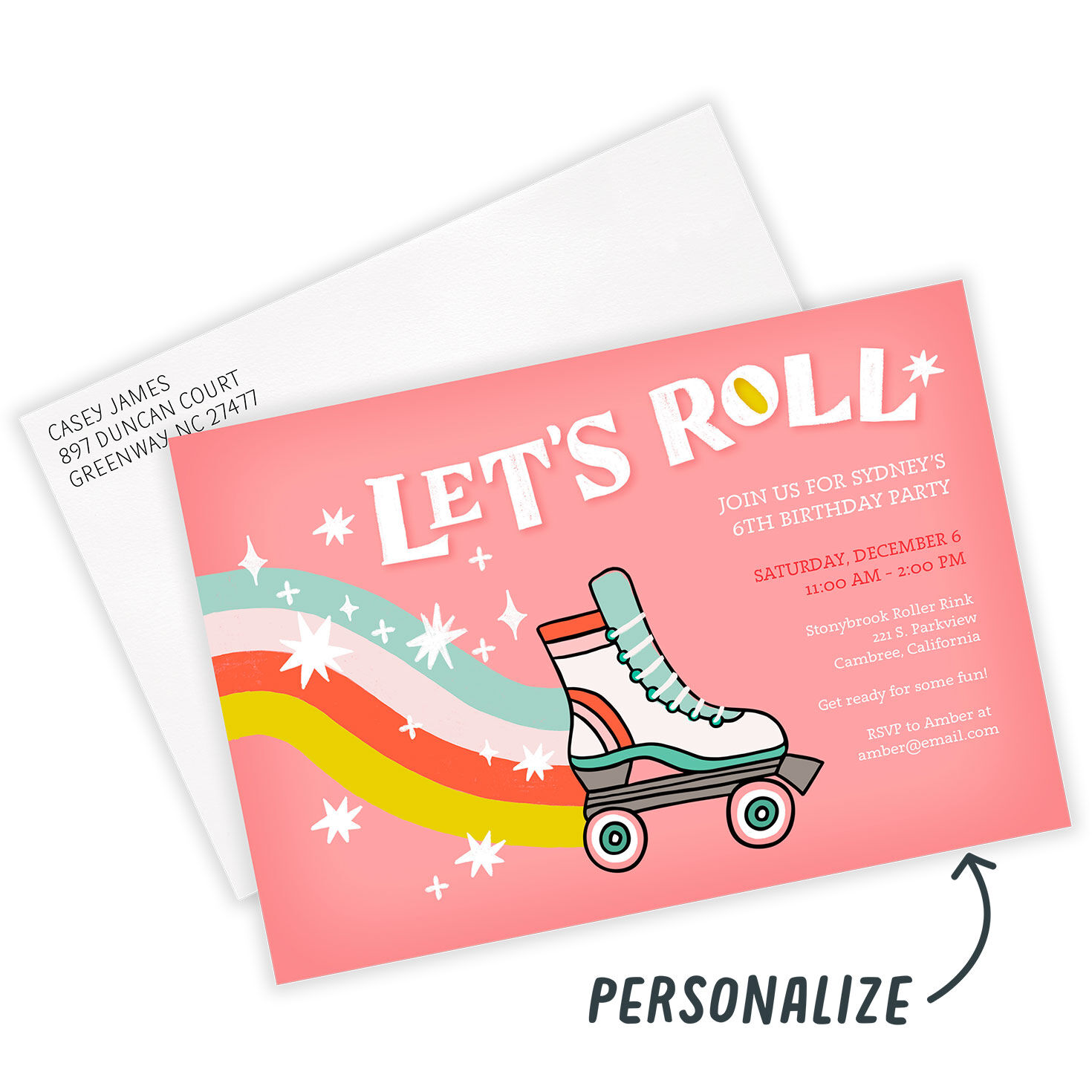 Let's Roll Roller Skates Party Invitation, , large image number 2