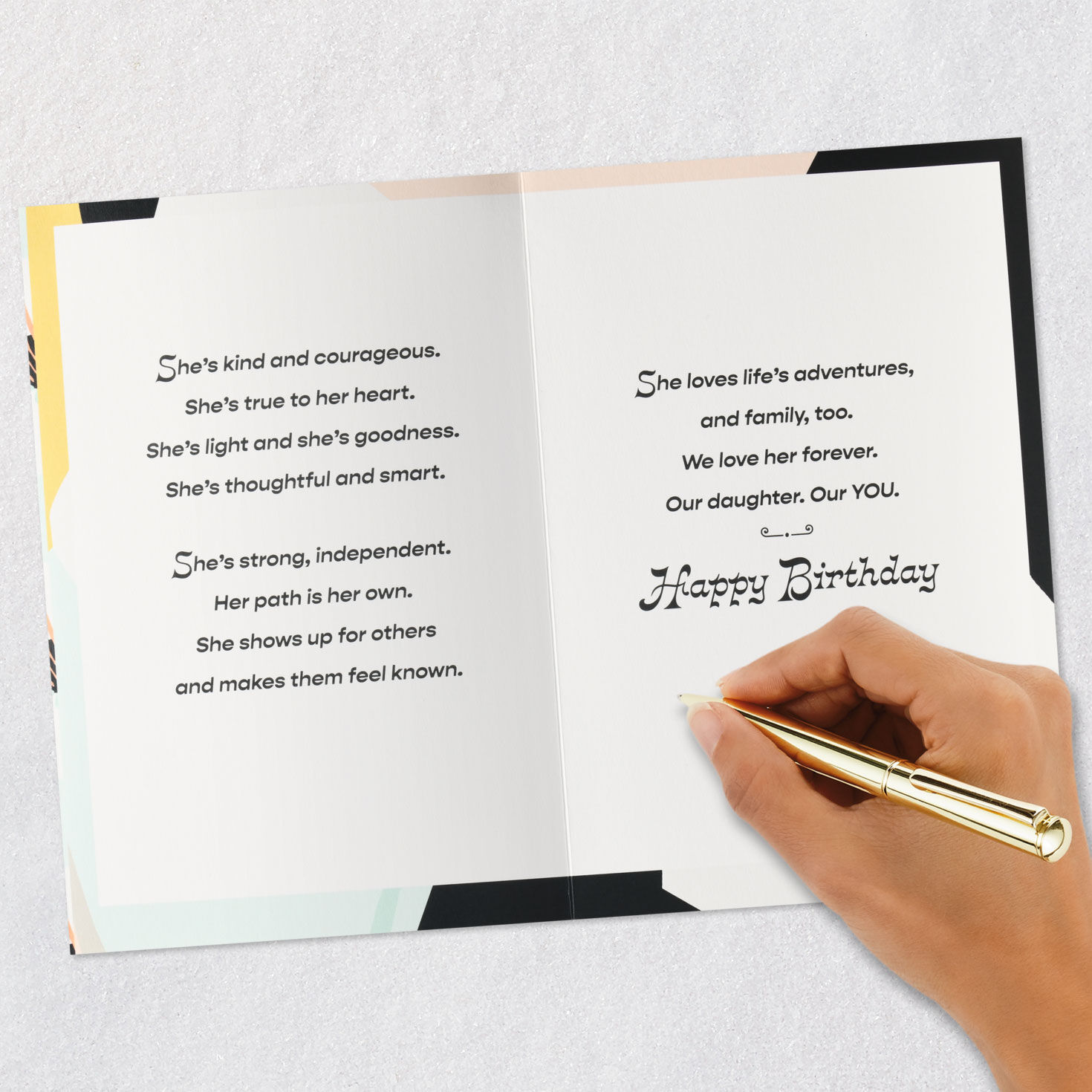 Pink Pennant on Abstract Print Daughter Birthday Card Signing card image number 7