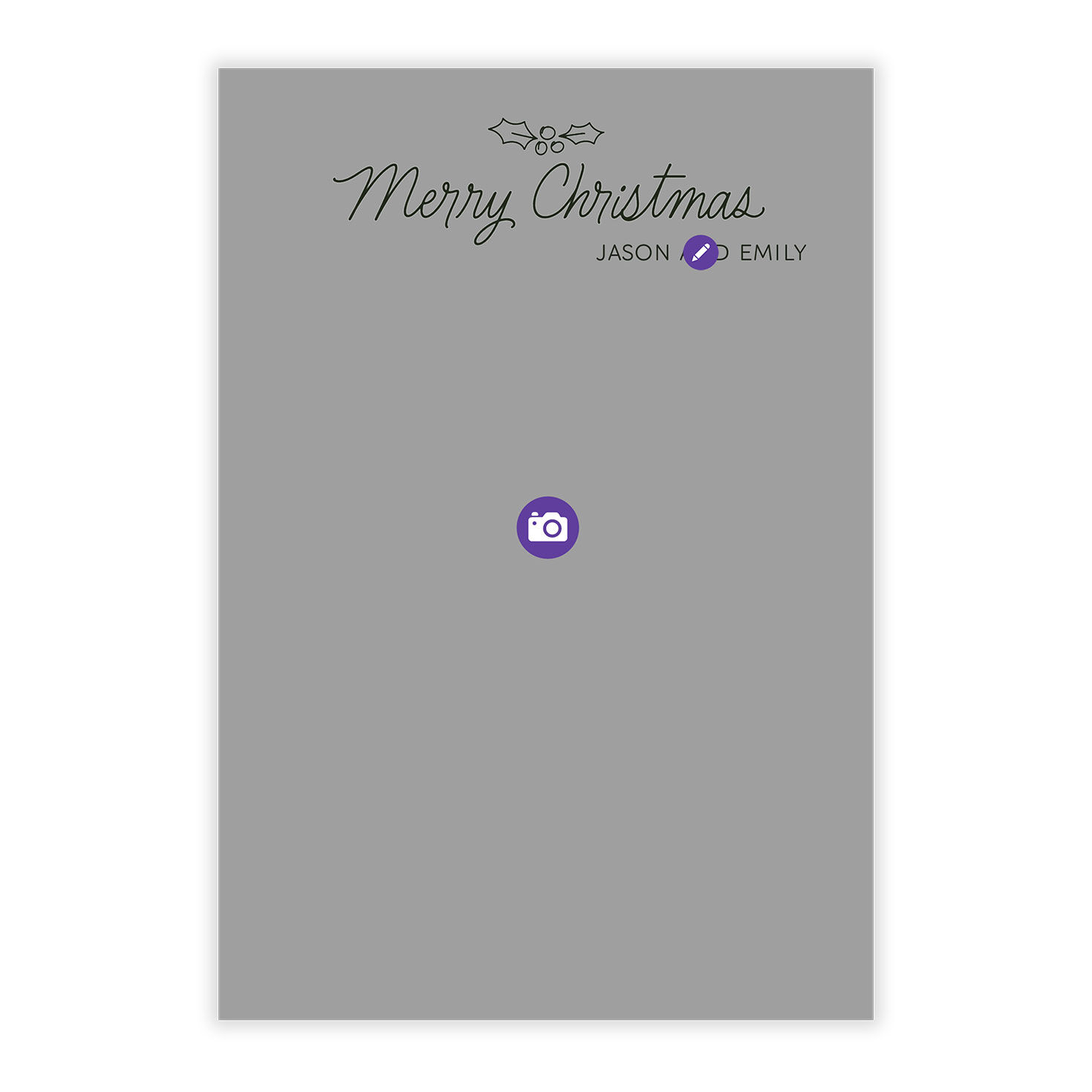 Holly Line Art Personalized Christmas Photo Card Card Front indicating personalization image number 5