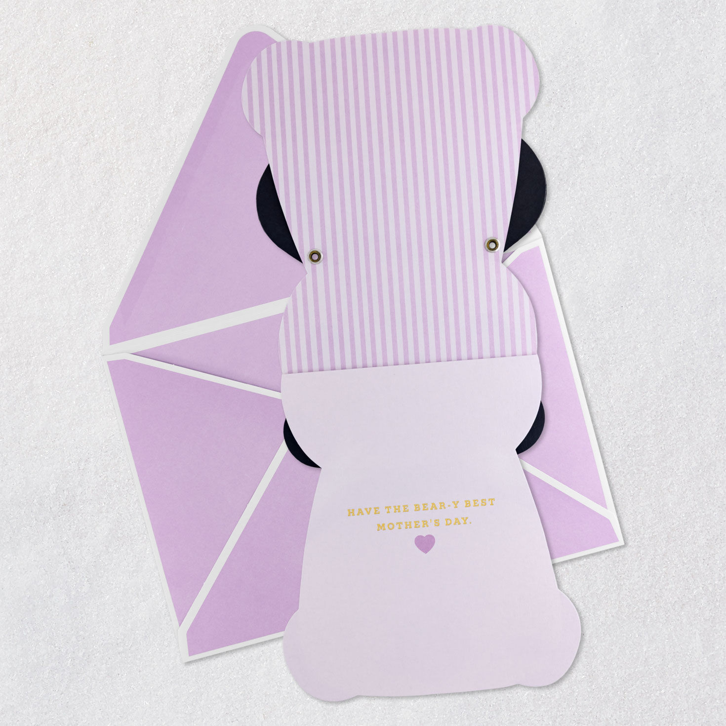 Panda Bear With Hearts Paper Craft Mother's Day Card Open card with envelope image number 3