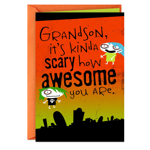 Scary How Awesome You Are Halloween Card for Grandson, 