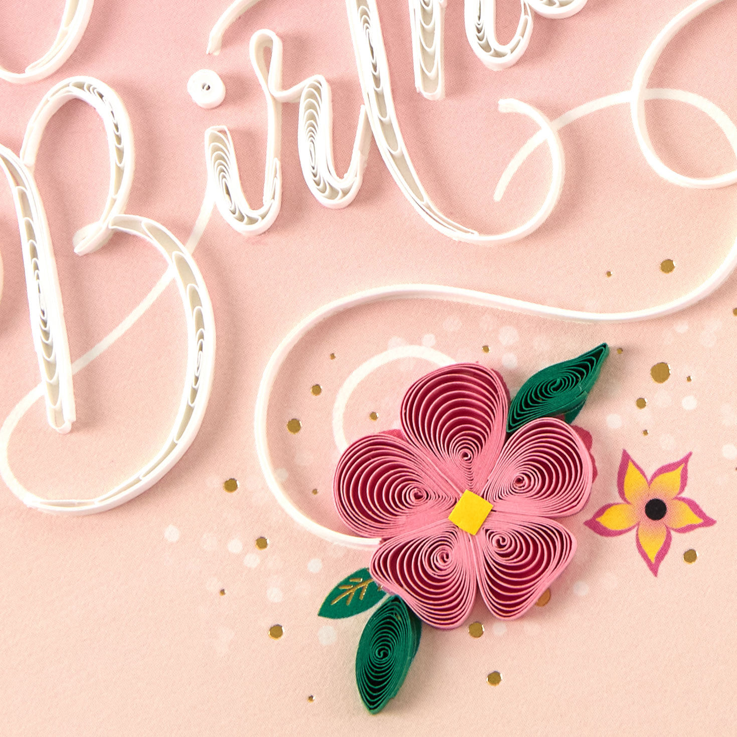 Pink Flowers Quilled Birthday Card for Her Card Front Detail image number 4