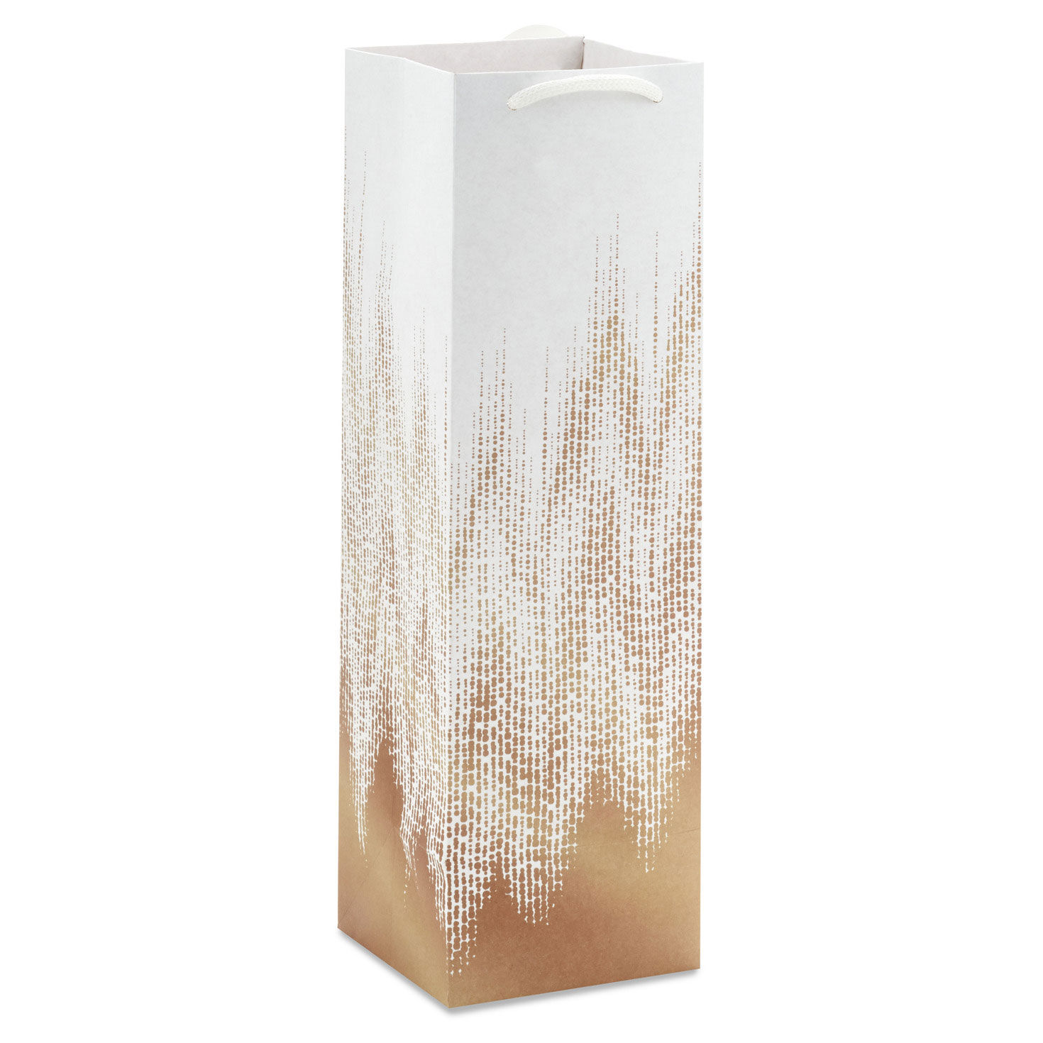 Kraft and White Chevron Large Holiday Wine Gift Bag back image number 6