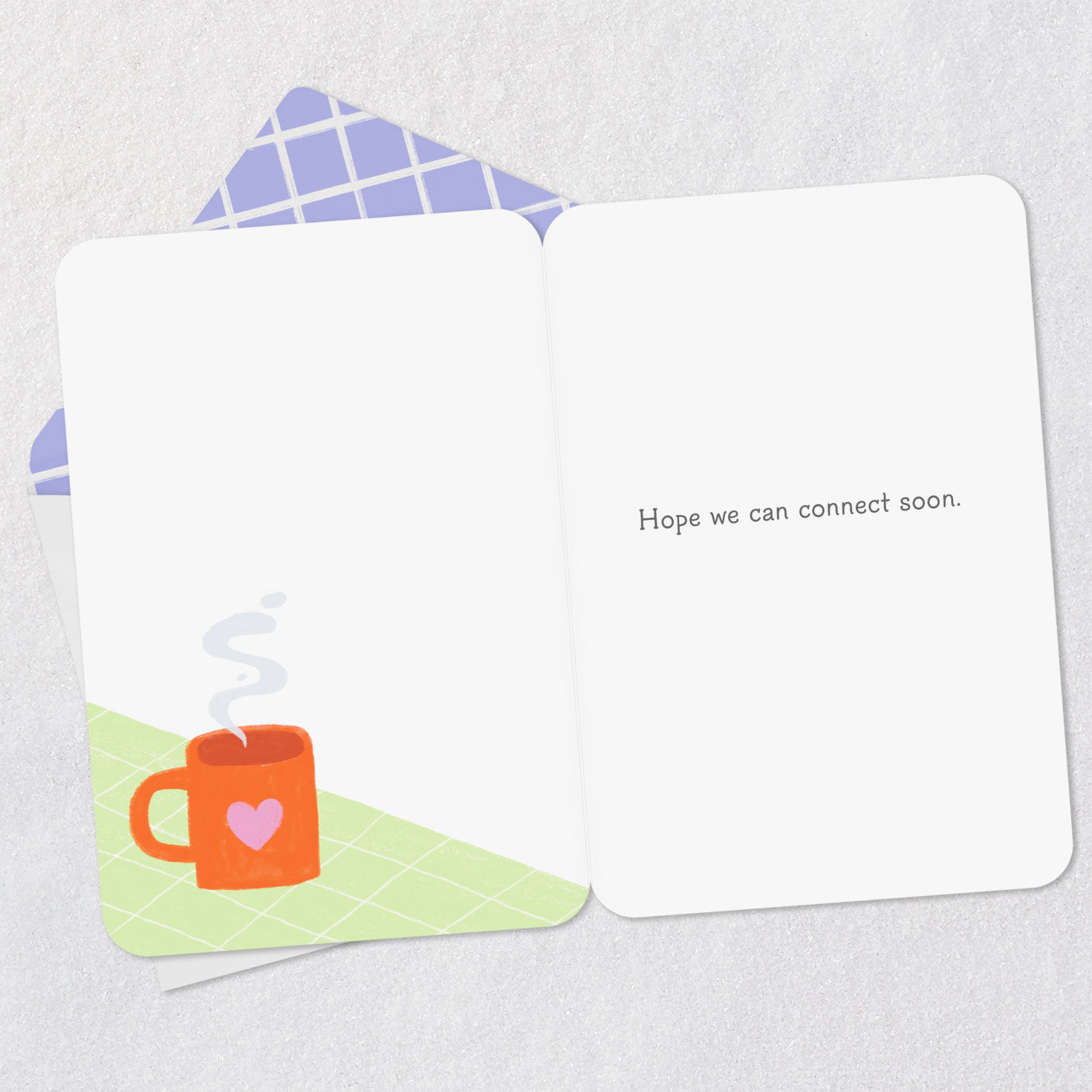 Coffee Mugs Hello Thinking of You Card Open card with envelope image number 3