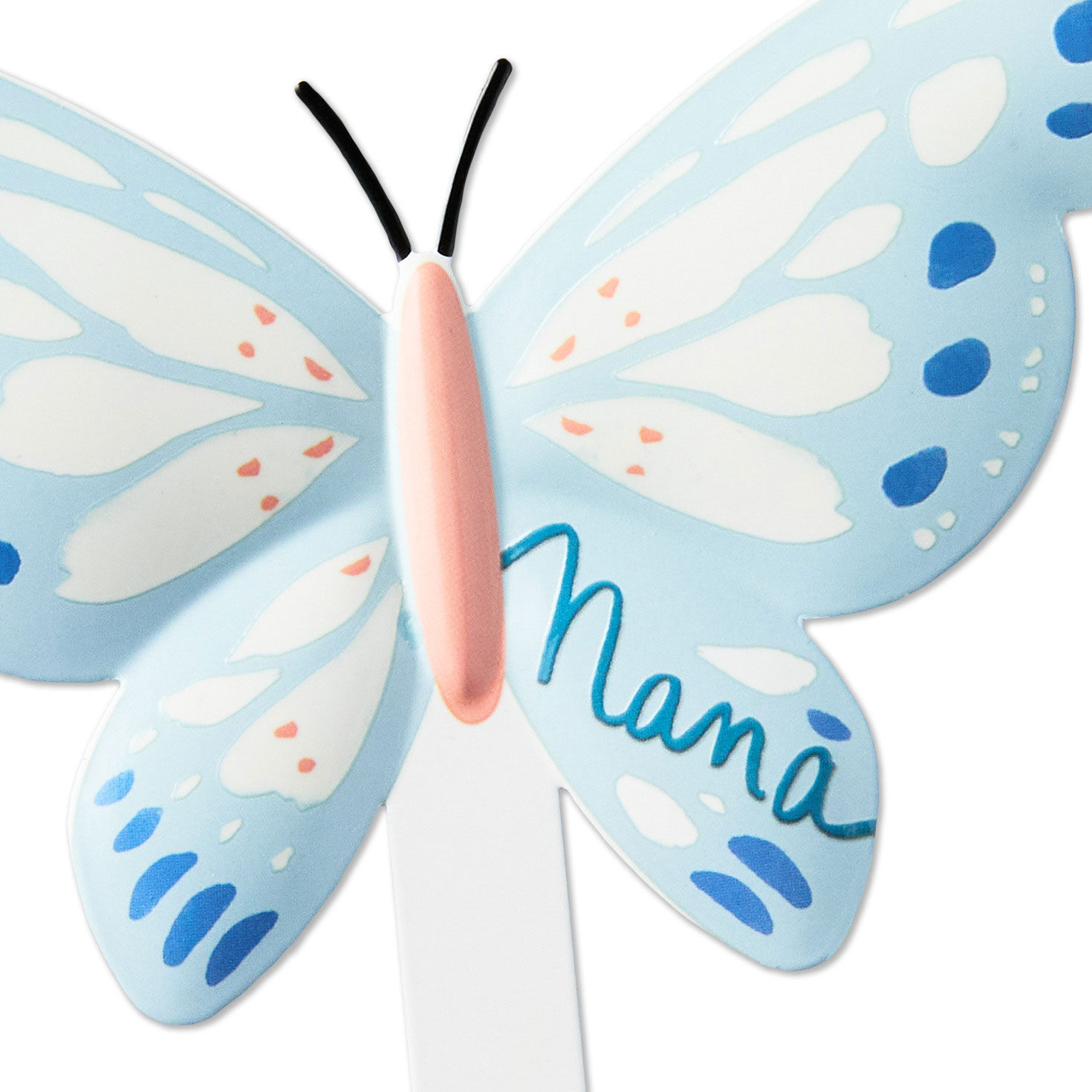 Blue and Pink Butterfly Garden Stake for Nana closeup view image number 3