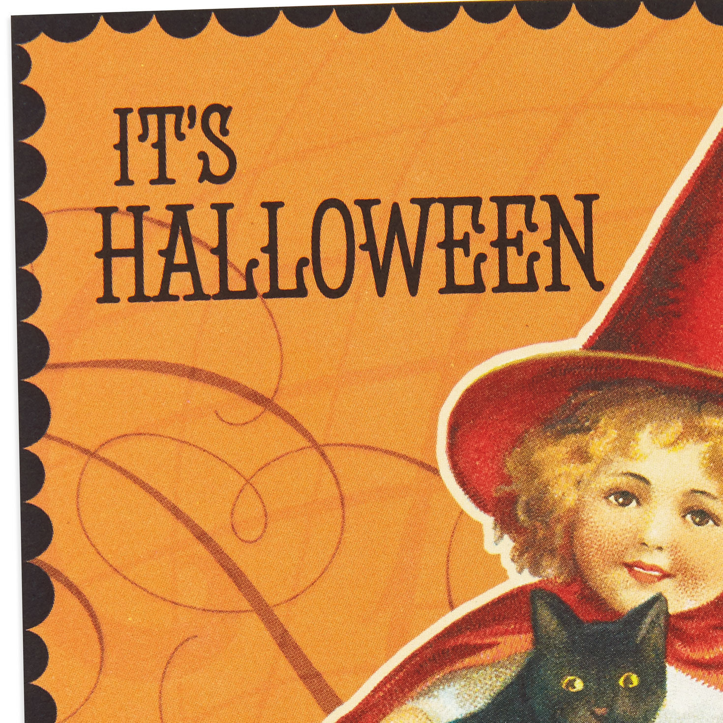 Girl With Cat Vintage Art Halloween Cards Pack Card Front Detail image number 4