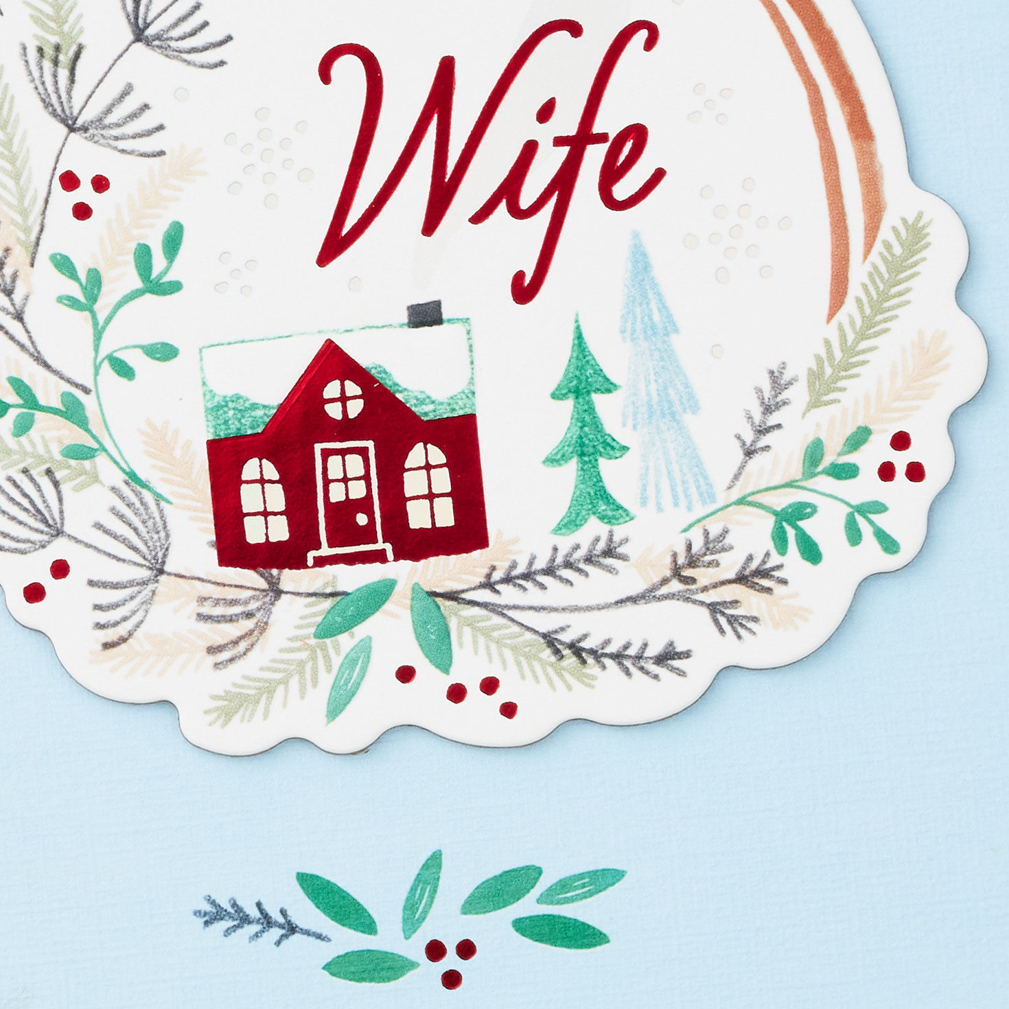 Cozy Home and Wreath Christmas Card for Wife Card Front Detail image number 5