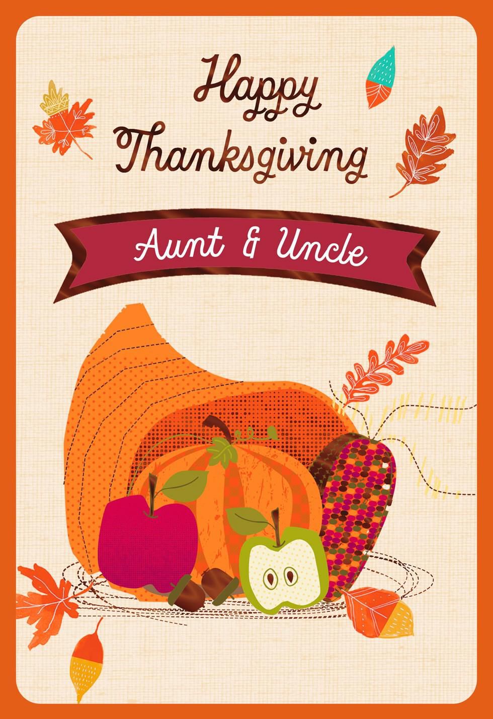 Cornucopia Thanksgiving Card with Customizable Family Recipient Stickers