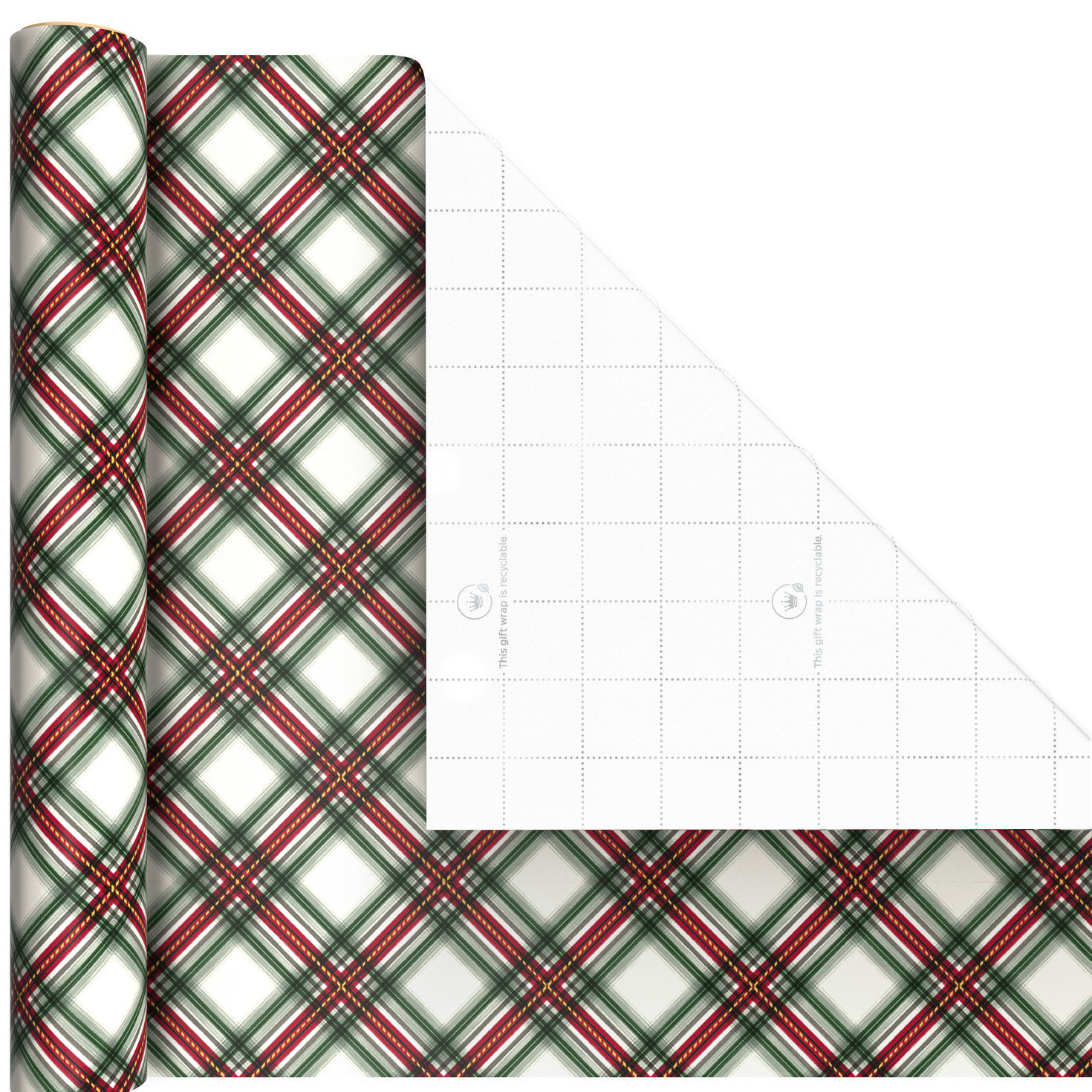 Red and Green Plaid 3-Pack Mini Xmas Gift Wrap Rolls Wrap Square image number 5