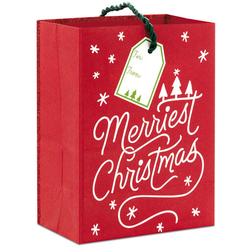 5.7" Merriest Christmas Gift Card Holder Mini Bag, Merriest Red