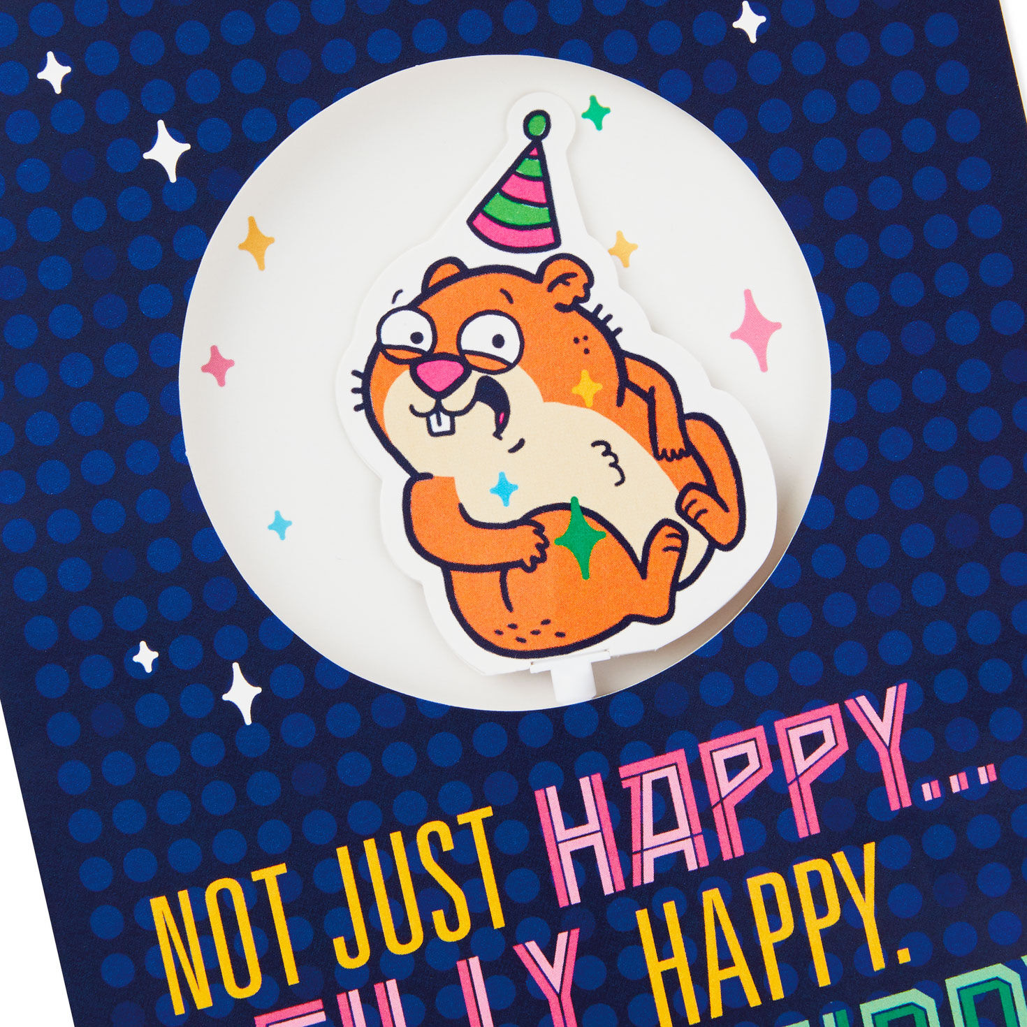Colorful Lettering and Hamster on Blue Birthday Card Card Front Detail image number 4