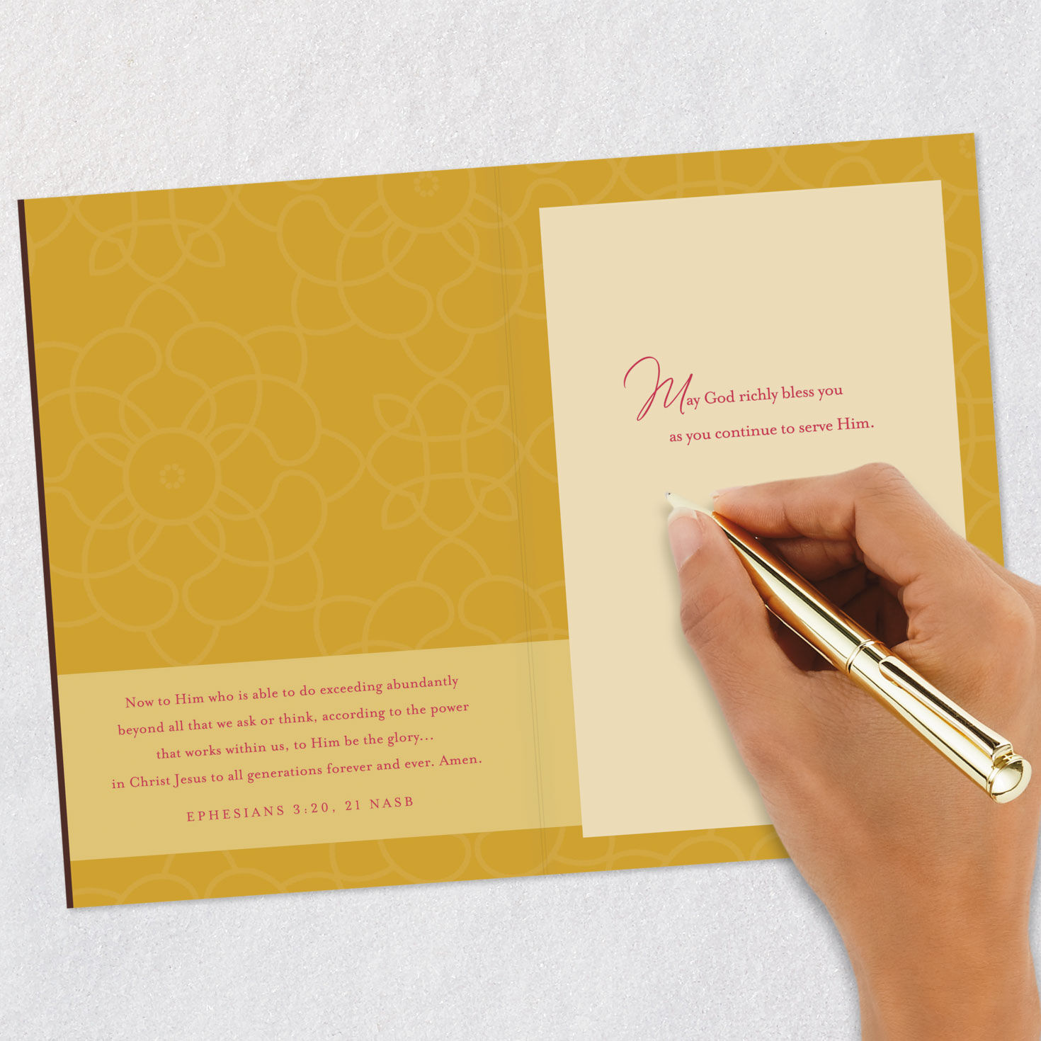 Ornate Flower Pattern Religious Clergy Appreciation Card Signing card image number 7