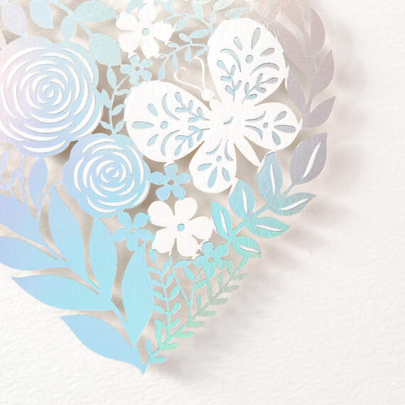Floral Laser Foil Heart Blank Note Cards, Box of 8, , large image number 3