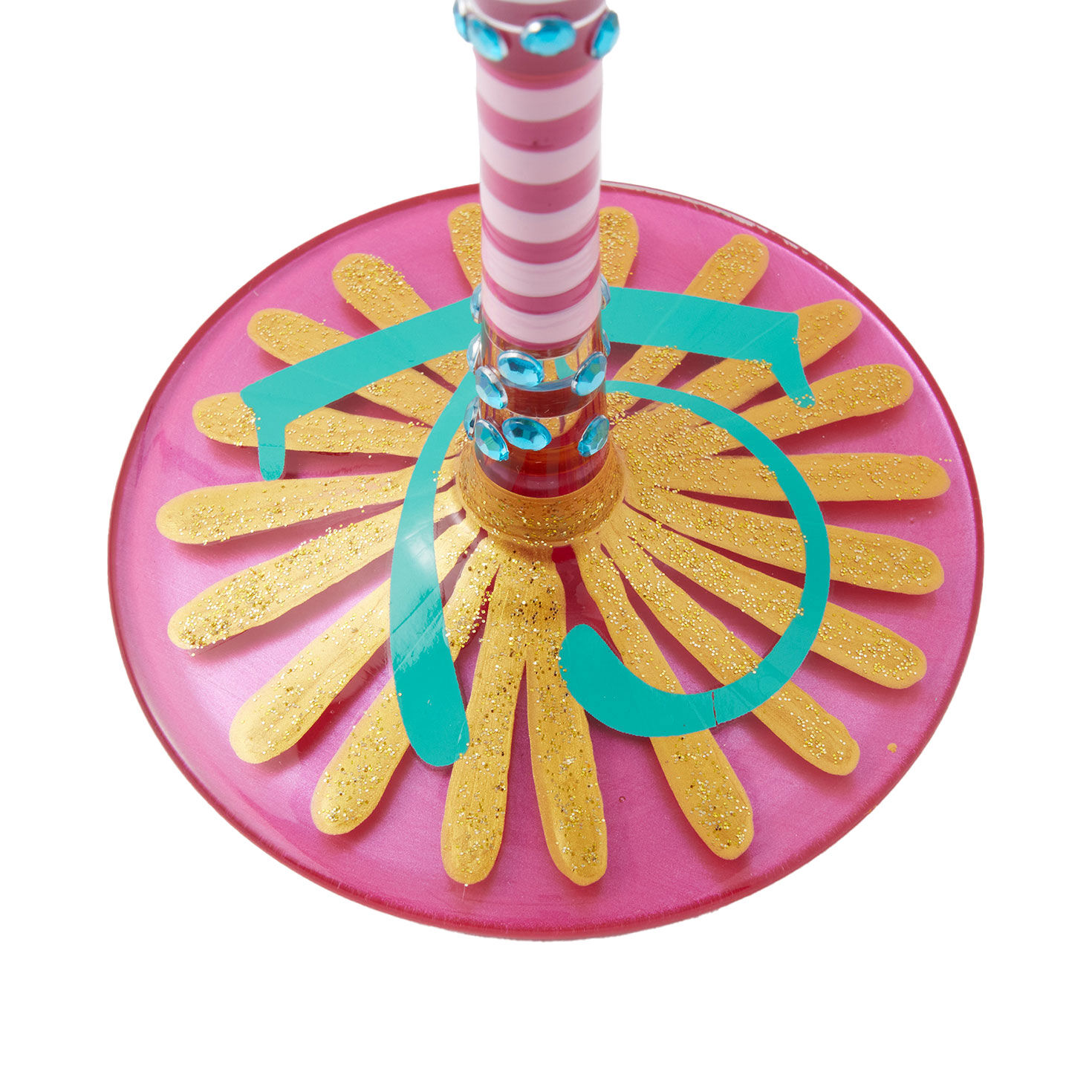 75th Birthday Cake and Flowers Wine Glass base image number 3