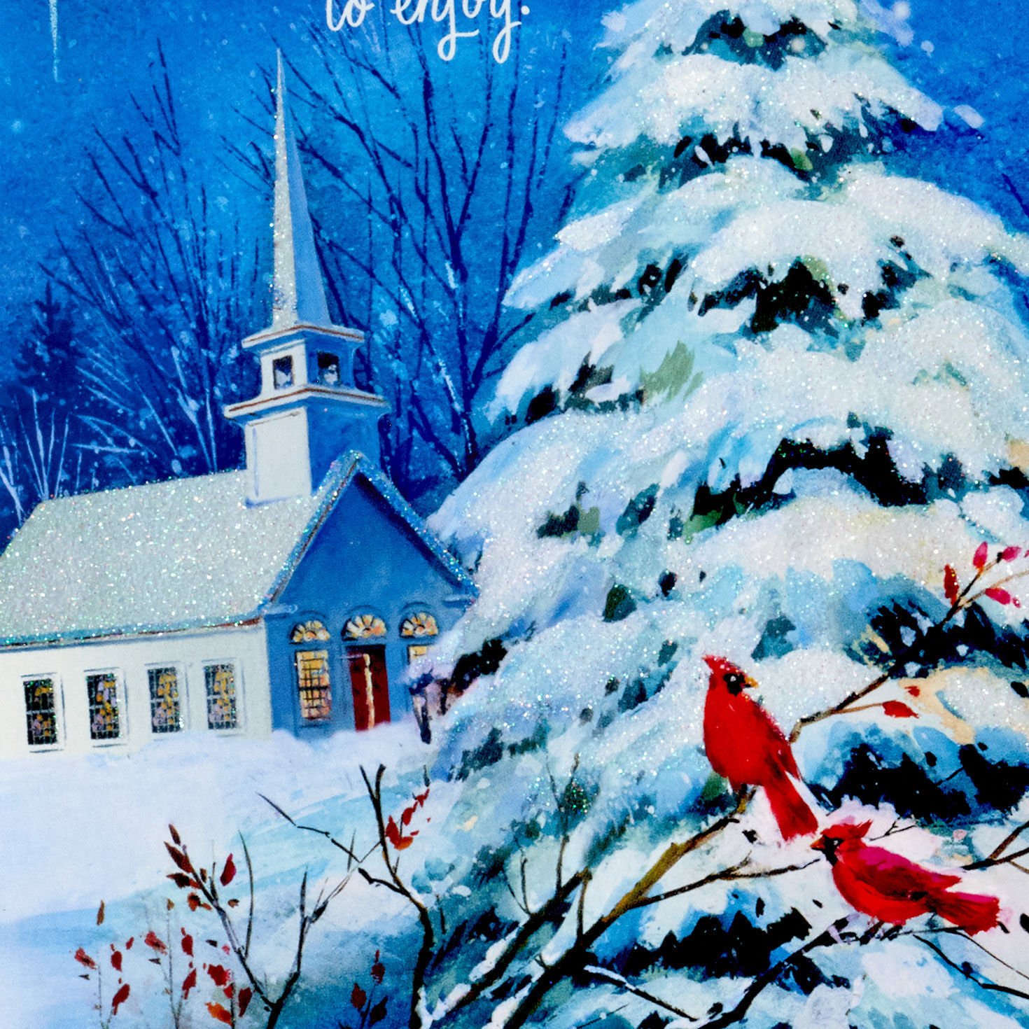 DaySpring Wintry Night With Cardinals and Church Boxed Christmas Cards, Pack of 16, , large image number 5