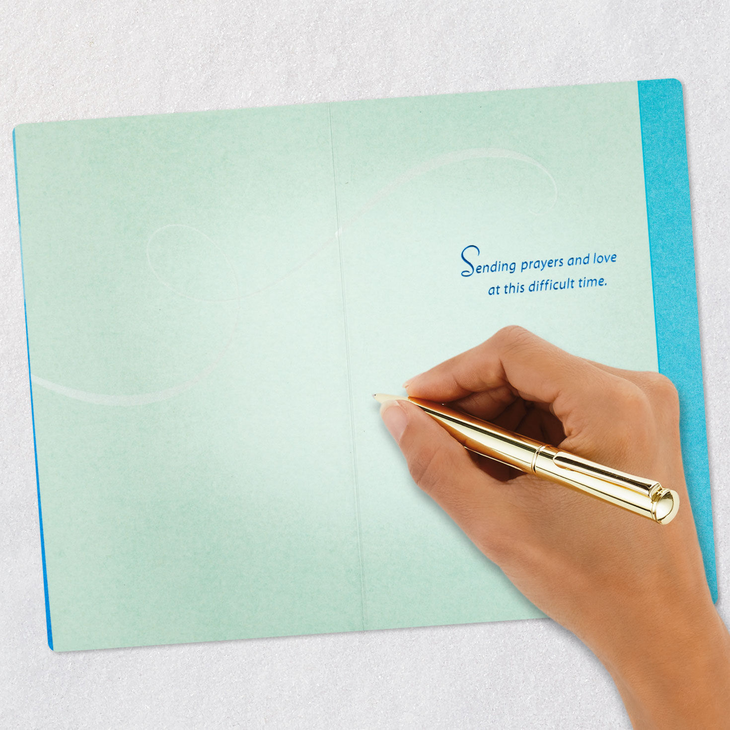 White Water Lily Flowers on Blue Sympathy Card  image number 6