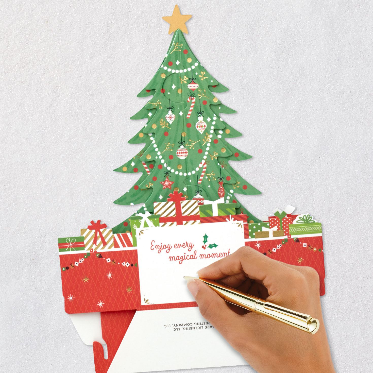 Decorated Tree 3D Pop-Up Christmas Card signing card image number 6