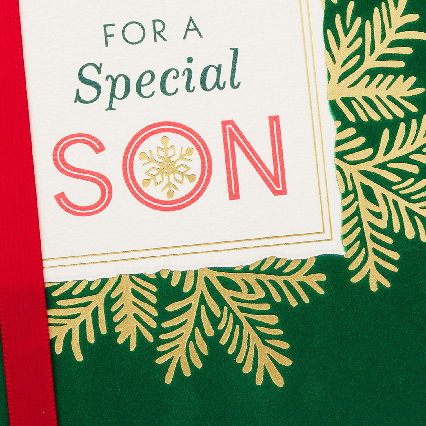 Gold Pine on Green Son Religious Christmas Card Card Front Detail image number 5