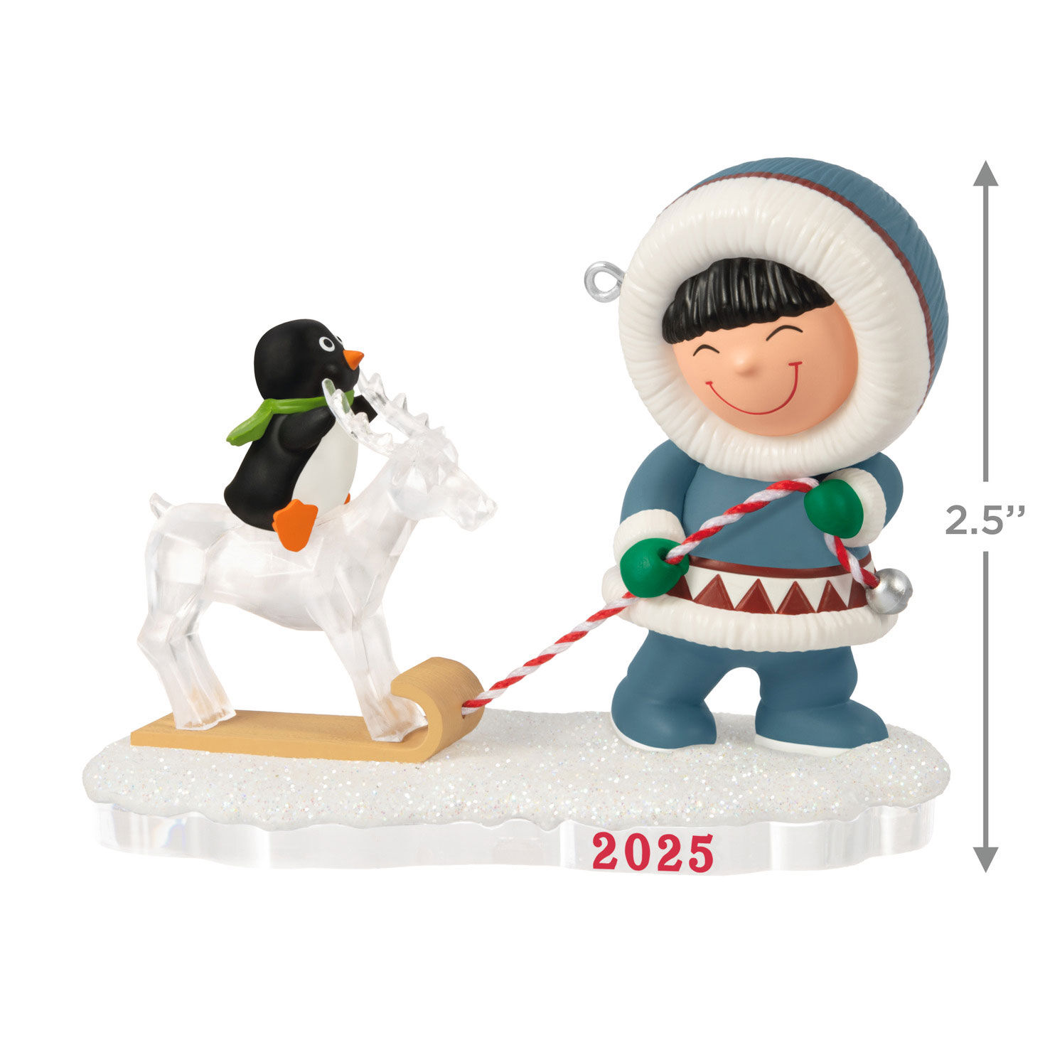 Eskimo Pulling Sled Keepsake Ornament measurement image number 3