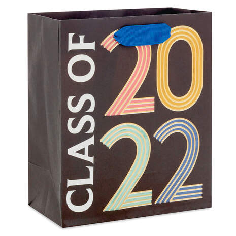 6.5" Class of 2022 on Black Small Graduation Gift Bag, , large