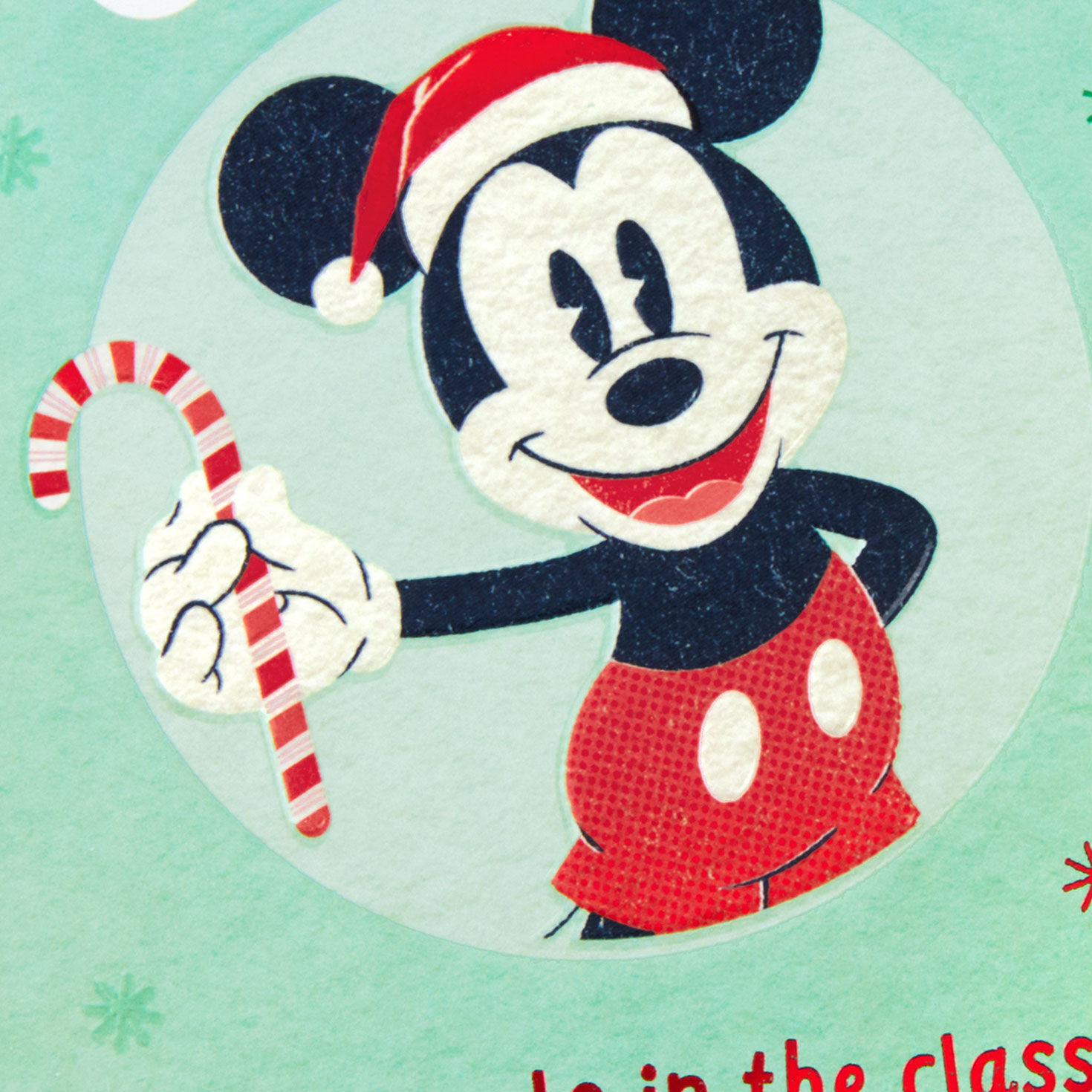 Santa Mickey Mouse Christmas Card for Teacher From Kids Card Front Detail image number 4
