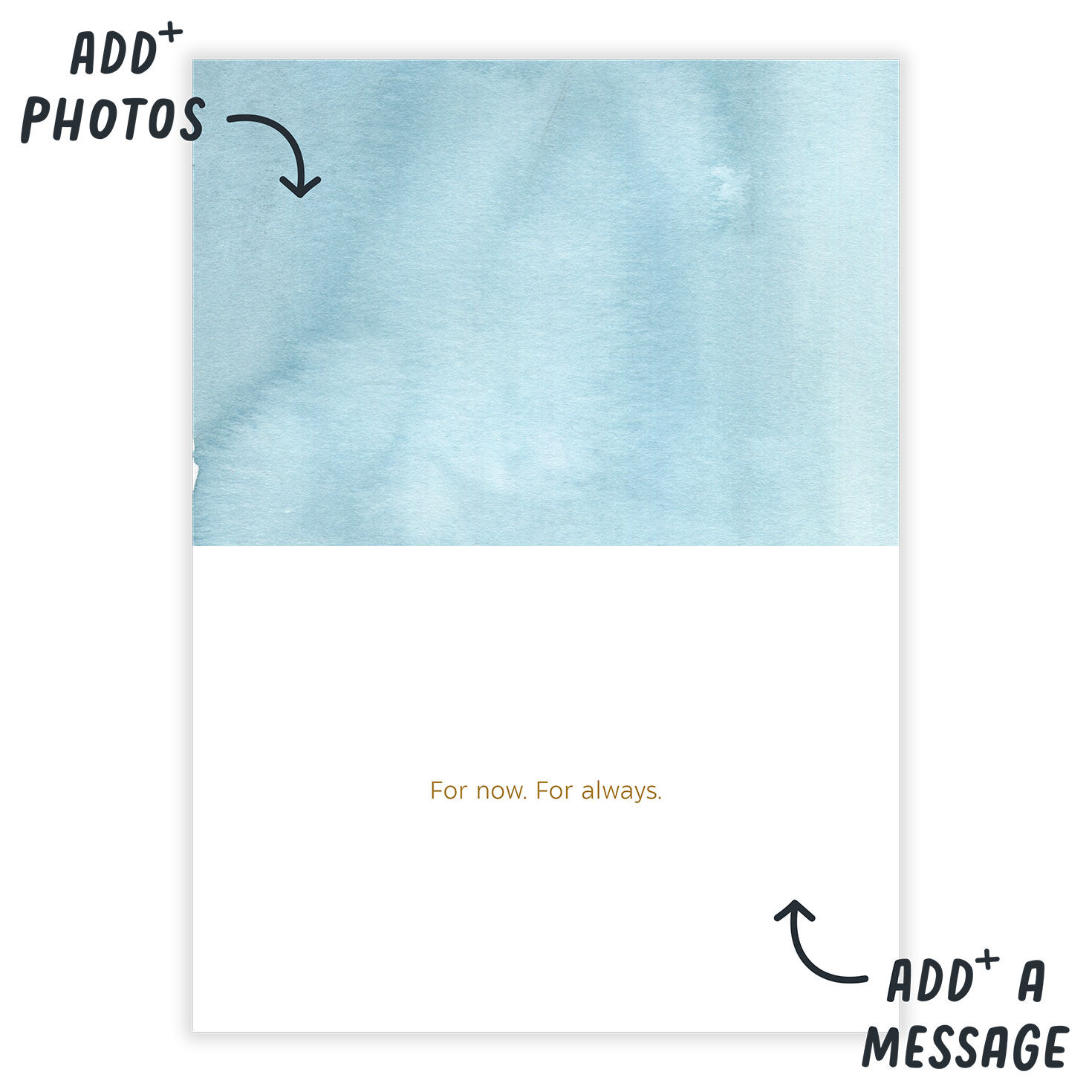 Blue Watercolor Flowers Personalized Wedding Card Open Card indicating personalization image number 3