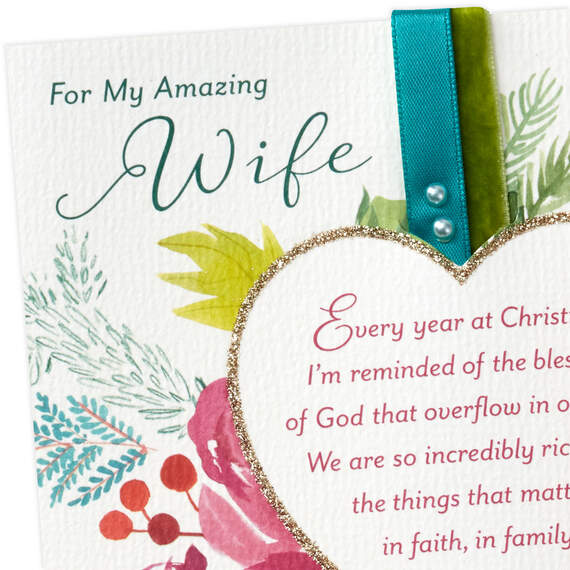Faith, Family and Love Religious Christmas Card for Wife, , large image number 5