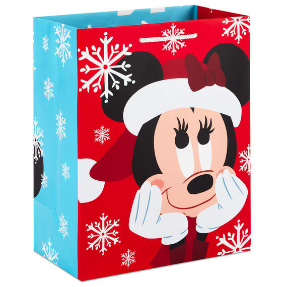 9.6" Disney Mickey and Minnie in Santa Hats Christmas Gift Bag, , large image number 1