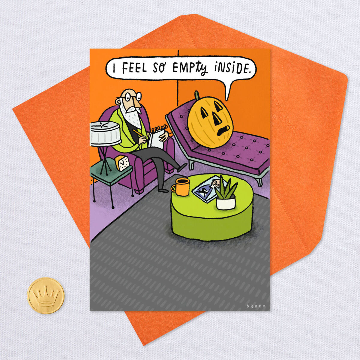 Pumpkin At Therapy Funny Halloween Card Greeting Cards Hallmark 