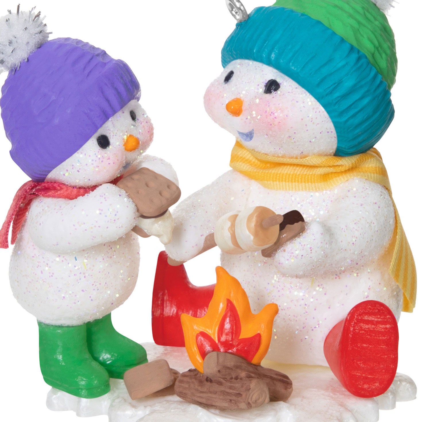 Snowmen Roasting Marshmallows Keepsake Ornament closeup view image number 5
