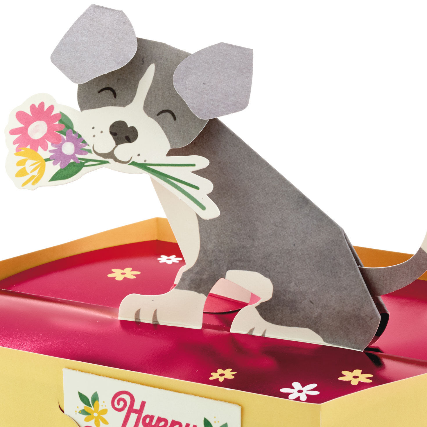 Dog With Flowers 3D Pop-Up Mother's Day Card card front detail image number 4