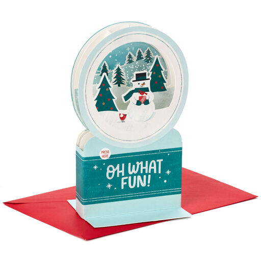 Snowman Snow Globe Musical 3D Pop-Up Christmas Card With Motion, 