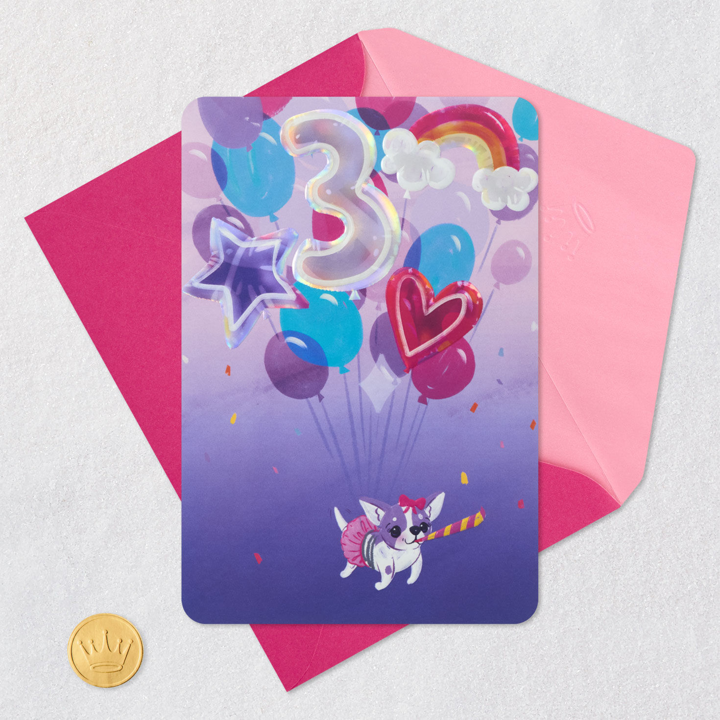 Dog With Balloons 3rd Birthday Card for Girls for only USD 5.59 | Hallmark