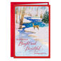 Snowy Deer in Stream Christmas Card Card Front image number 1
