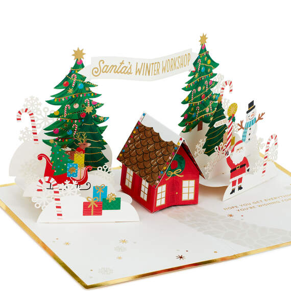 Santa's Workshop 3D Pop-Up Christmas Card, , large image number 1