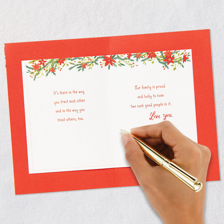 Cardinals and Wreath Daughter and Son-in-Law Christmas Card Signing card image number 7