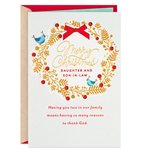 So Thankful Religious Christmas Card for Daughter and Son-in-Law, 