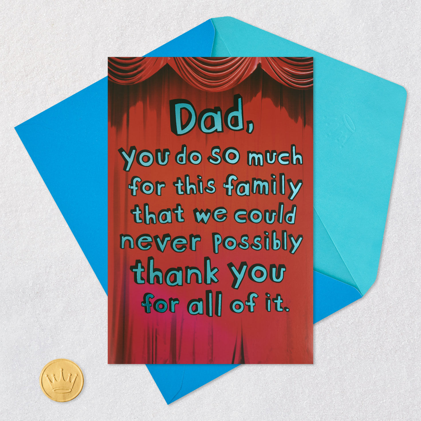 Stage Curtain Funny Musical Birthday Card for Dad Card Front with Envelope and Gold Seal image number 6