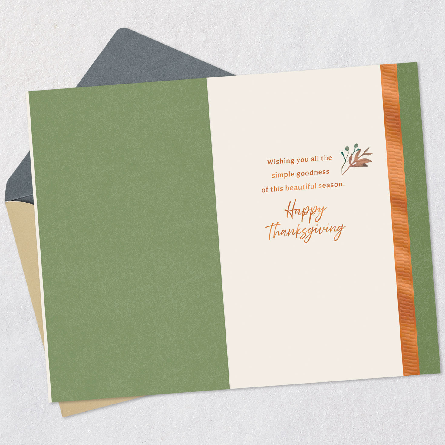 Butterfly, Flowers and Mushrooms Thanksgiving Card Open card with envelope image number 3