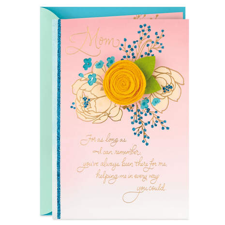 Dimensional Yellow Felt Rose Mother's Day Card, , large