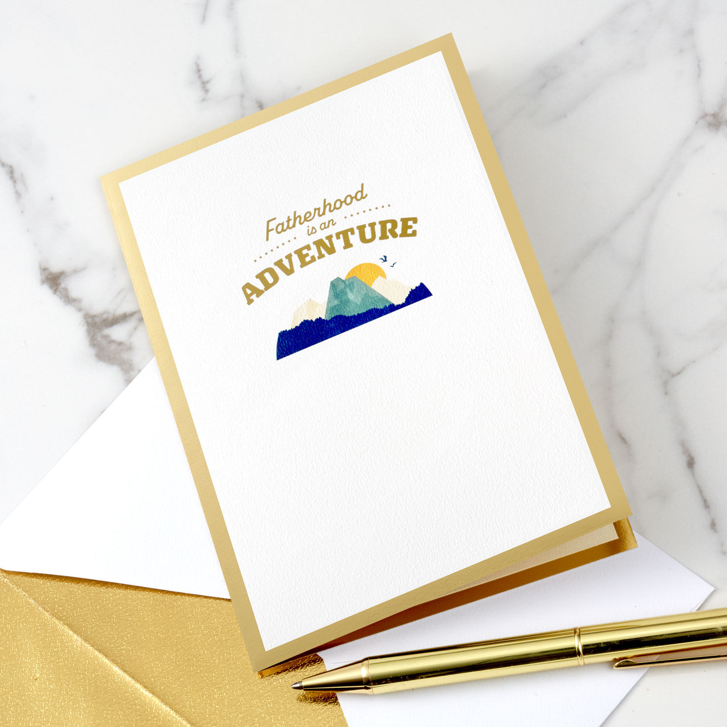 Mountain Adventure 3D Pop-Up Father's Day Card card front with gold pen image number 7