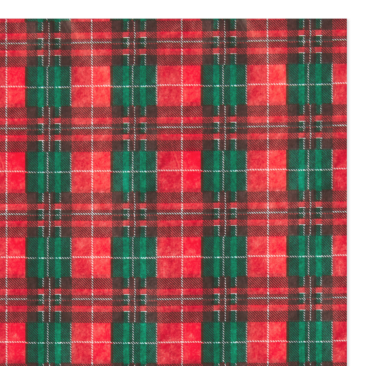 Red and Green Christmas Plaid Tissue Paper upclose view image number 4