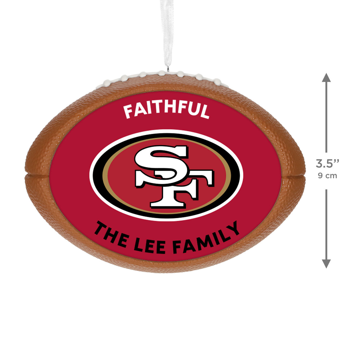 49ers Football Personalized Text Ornament measurement image number 5